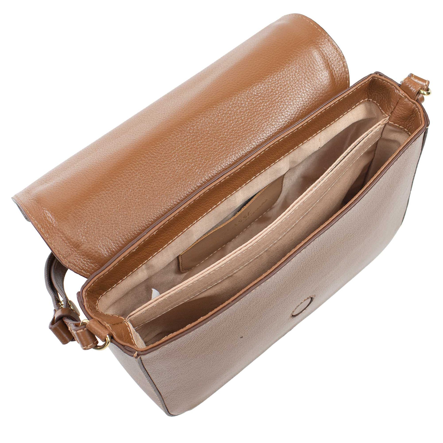 Bolsa Tiracolo de Couro Maiorca - Tramado Palha Nocciola