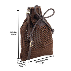 Bolsa Crossbody de Crochê Sol - Café/Chocolate