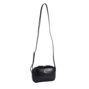 Bolsa de couro Crossbody Jeni - Preto