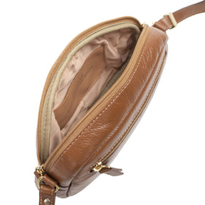 Bolsa de couro Crossbody Jeni - Nocciola