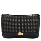 Bolsa de Couro Tiracolo Lídia - Tramado Preto