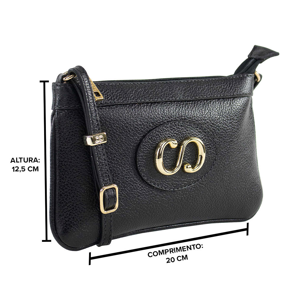 Bolsa Crossbody de Couro Mini Maiorca - Preto
