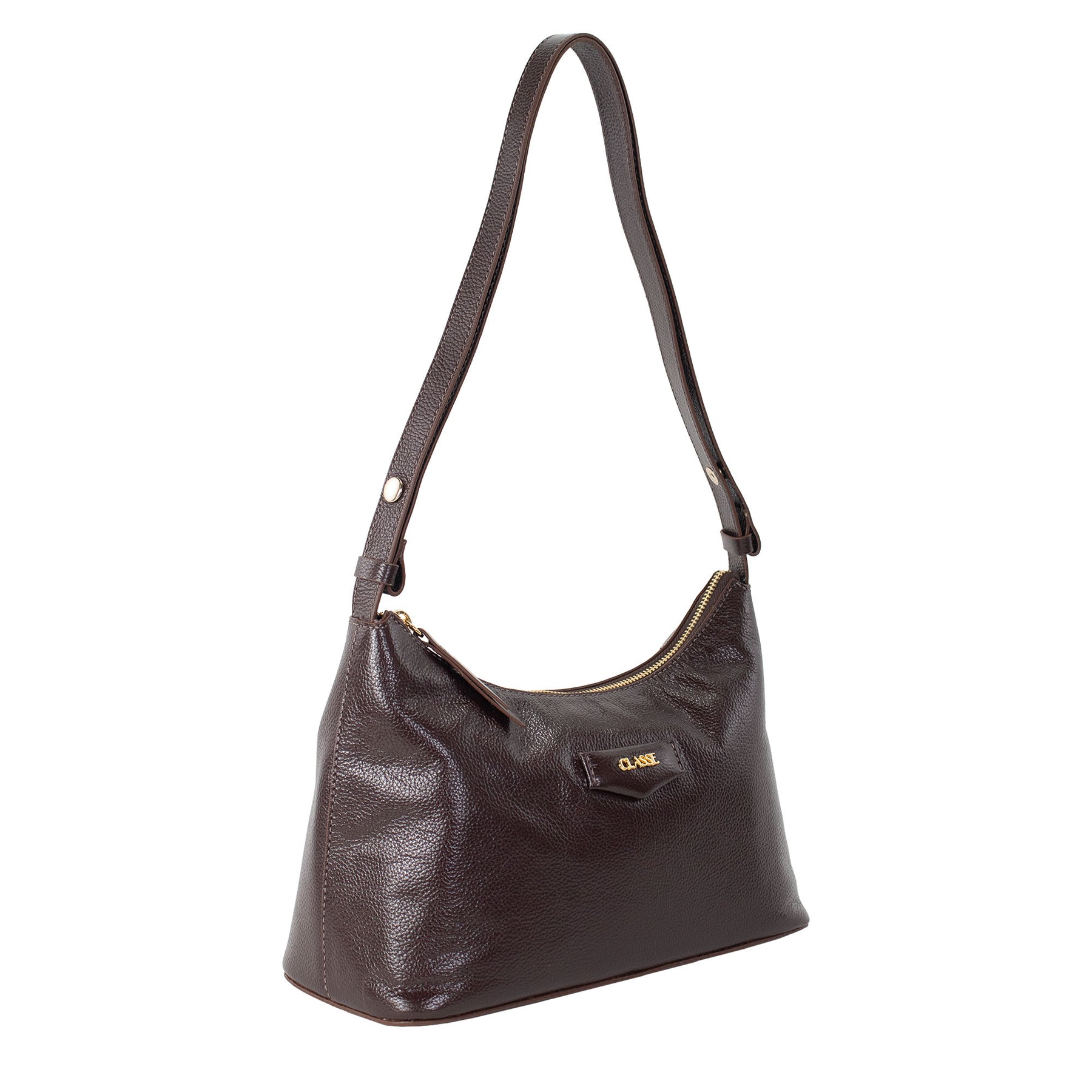 Bolsa Hobo de Couro Liso Tate