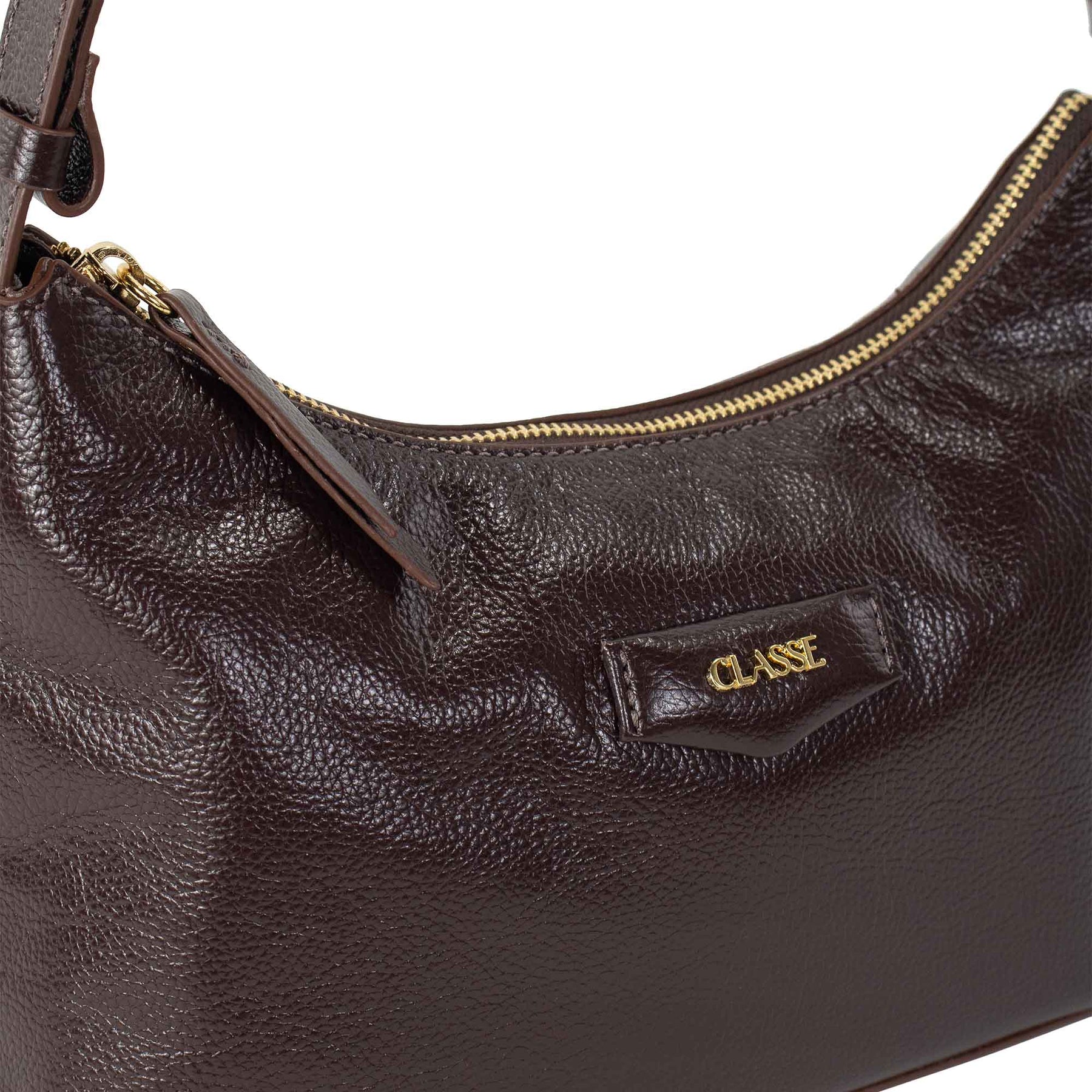 Bolsa Hobo de Couro Liso Tate