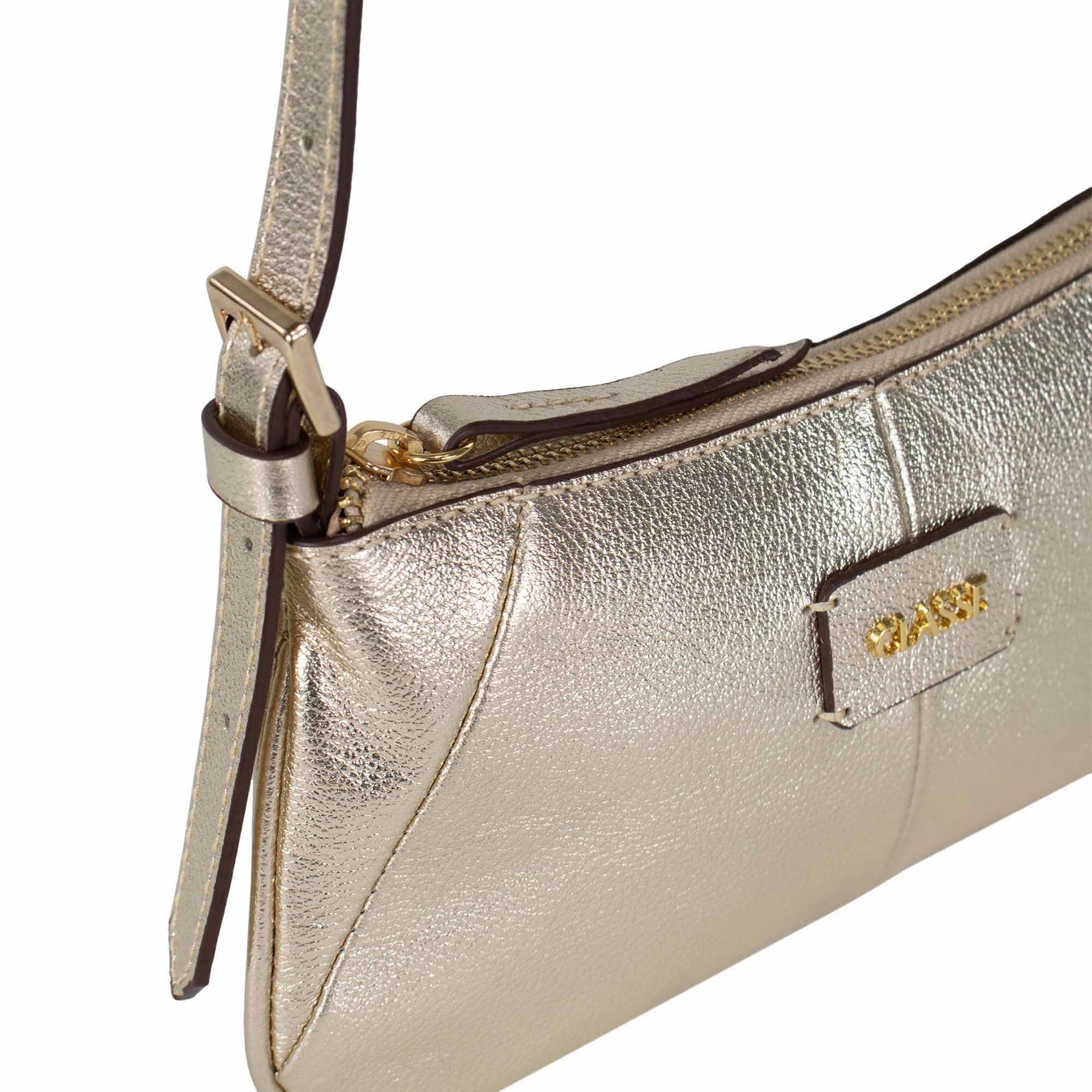 Bolsa de Ombro de Couro Lina - Ouro