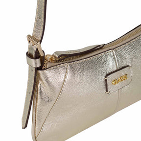 Bolsa de Ombro de Couro Lina - Ouro