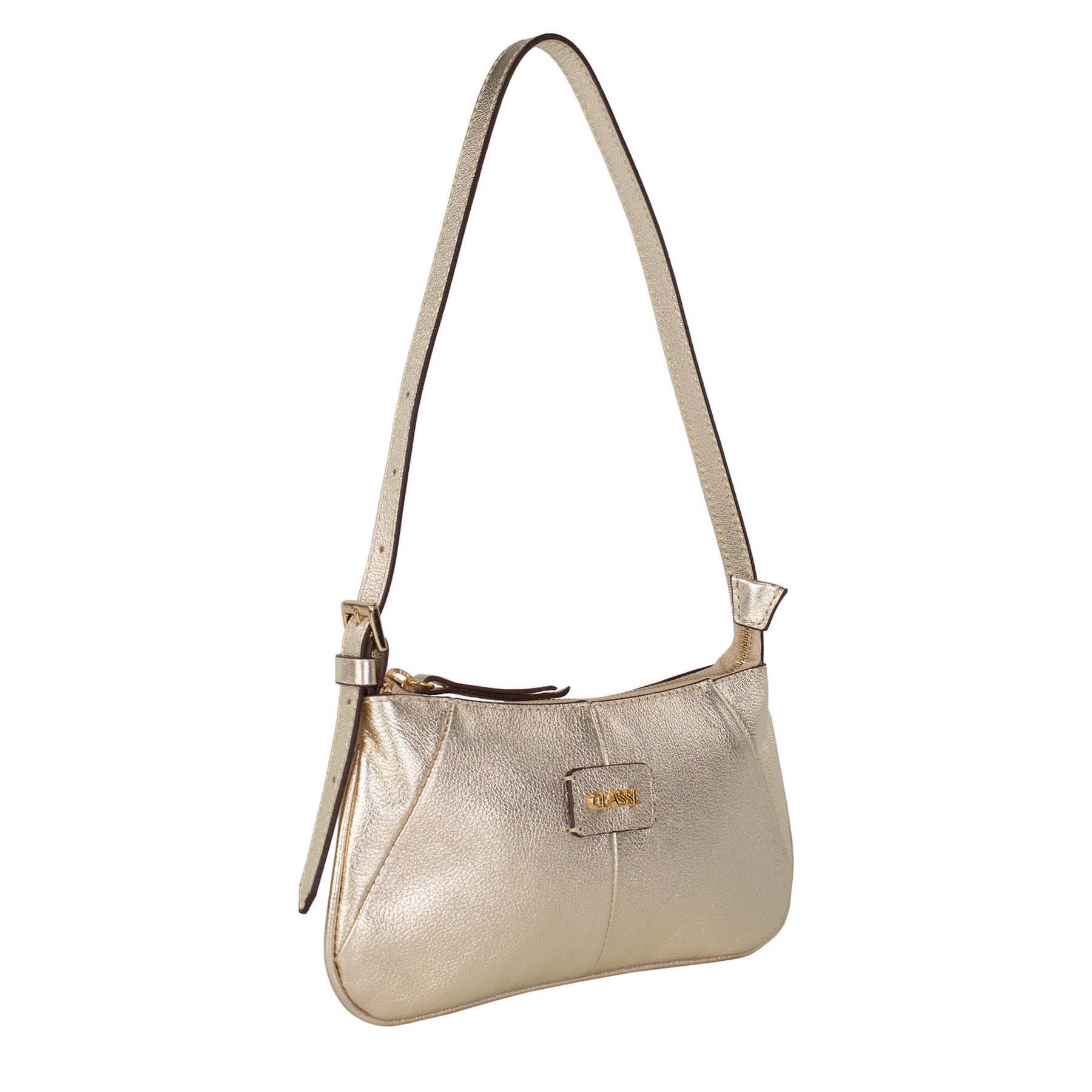Bolsa de Ombro de Couro Lina - Ouro