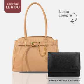 Combo: Bolsa Shopping Bag de Couro Sam - Tan + Carteira Exclusiva
