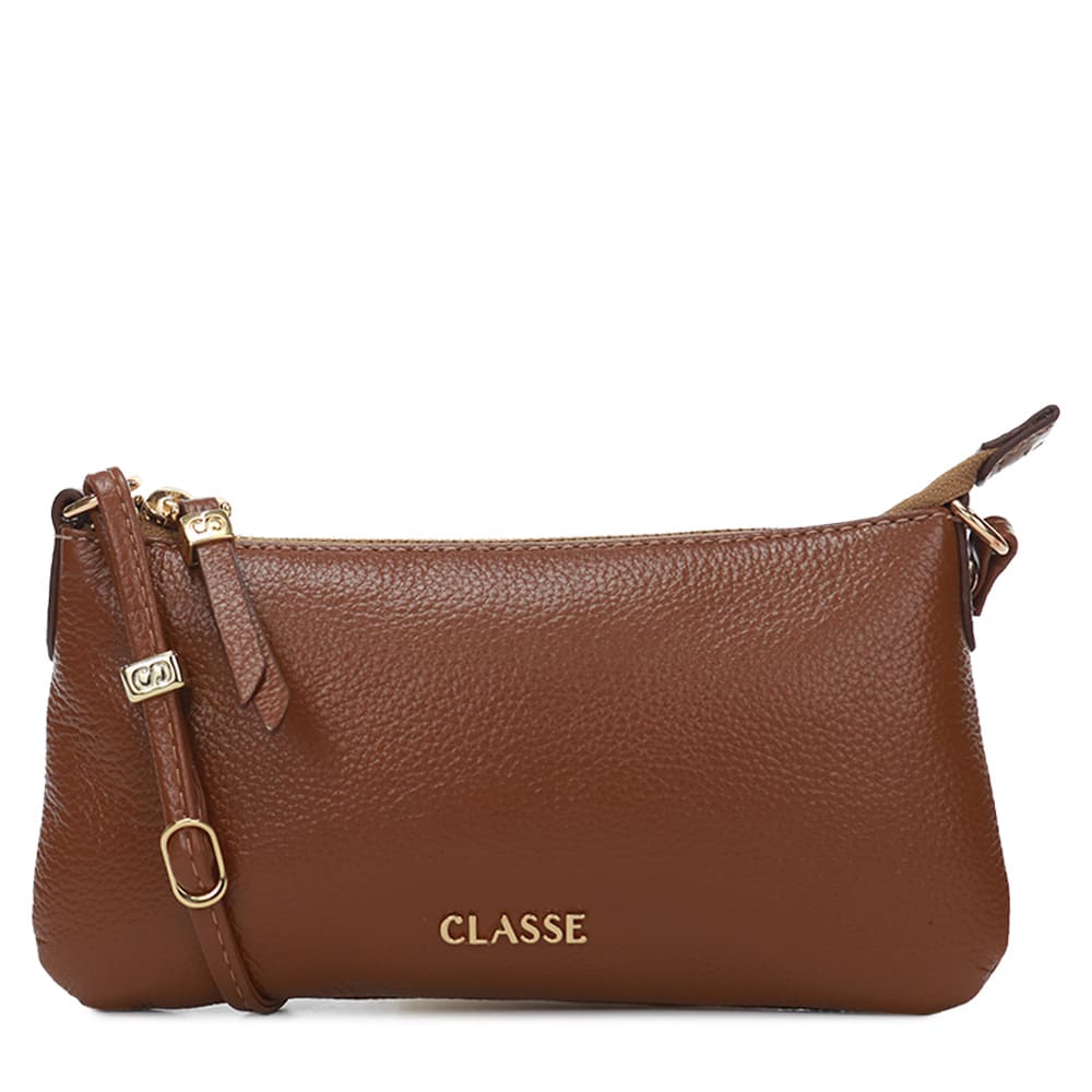 Bolsa de Couro Crossbody Hit - Nocciola