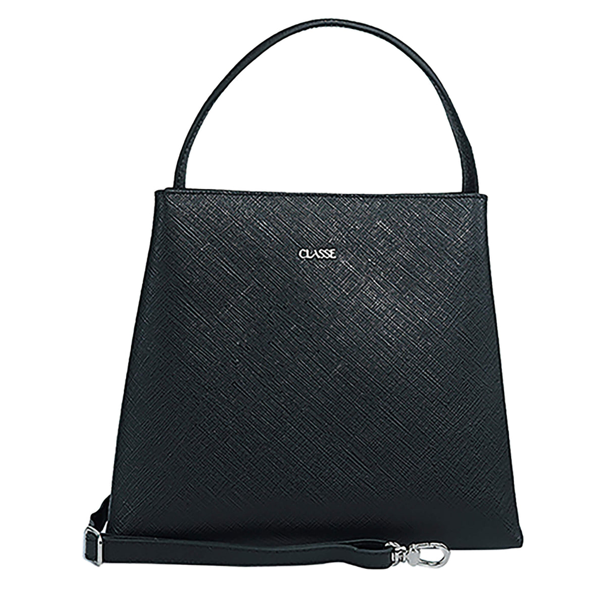 Bolsa de Couro Tote Maria - Preto Brilhante