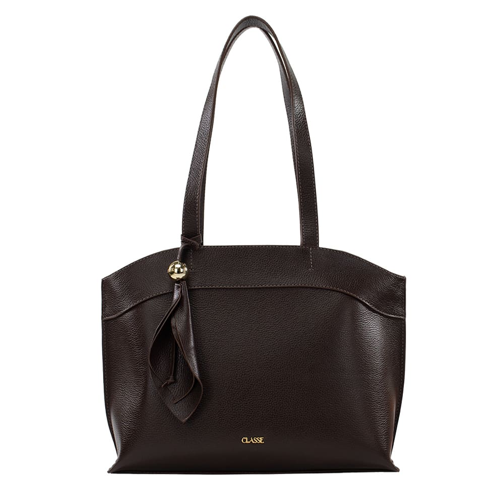Bolsa de Couro Shopping Bag Flora - Chocolate