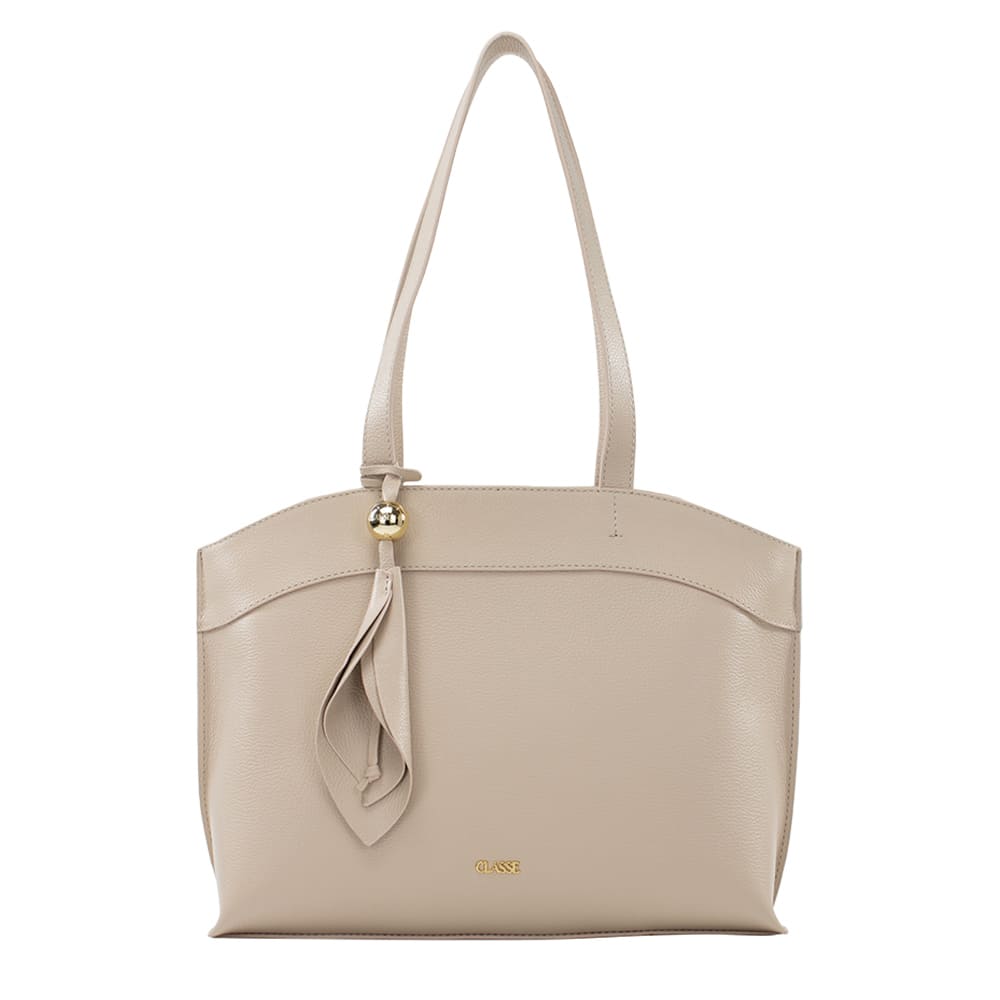 Bolsa de Couro Shopping Bag Flora - Creme