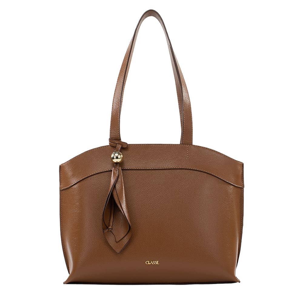 Bolsa de Couro Shopping Bag Flora - Nocciola