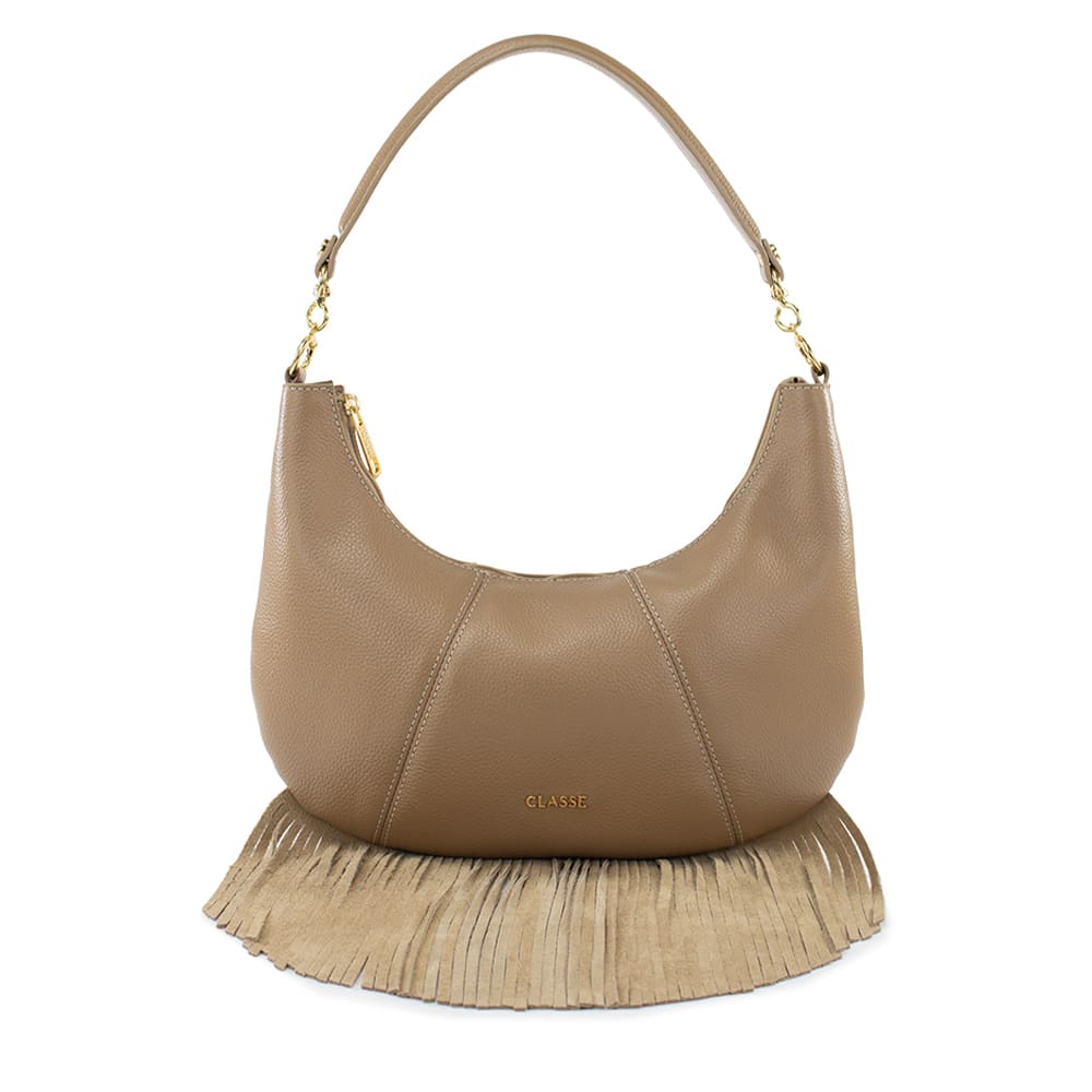 Bolsa de Couro Bag Adele Boho - Camel Camurça Avelã