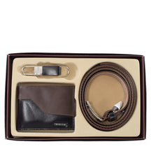 Kit 01 Social SB Masculino De Couro: Carteira, Cinto e Chaveiro.