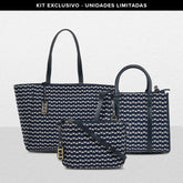 Kit: 03 Bolsas Jacquard Mileide - Marinho/Onix