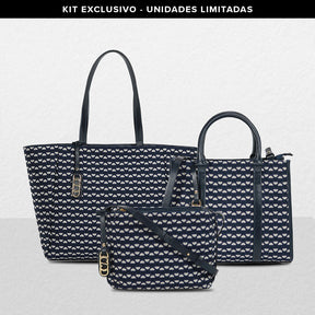 Kit: 03 Bolsas Jacquard Mileide - Marinho/Onix