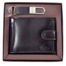 Mini Kit Social Masculino de Couro: Carteira com Botão e Chaveiro.