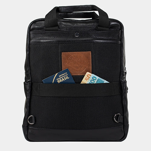 Mochila de Couro Masculina - Adventure 3 em 1 - Preto