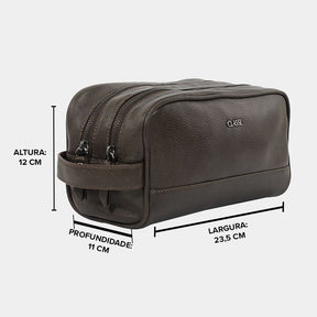 Necessaire de Couro Masculina Grande com 2 bolsos - Adventure