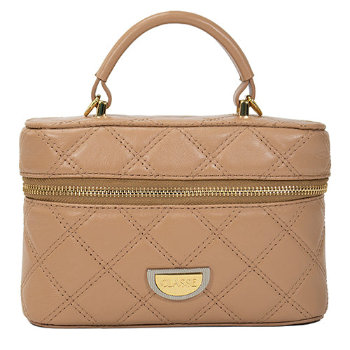 Bolsa de Couro Matelassê Crossbody Amy - Tan