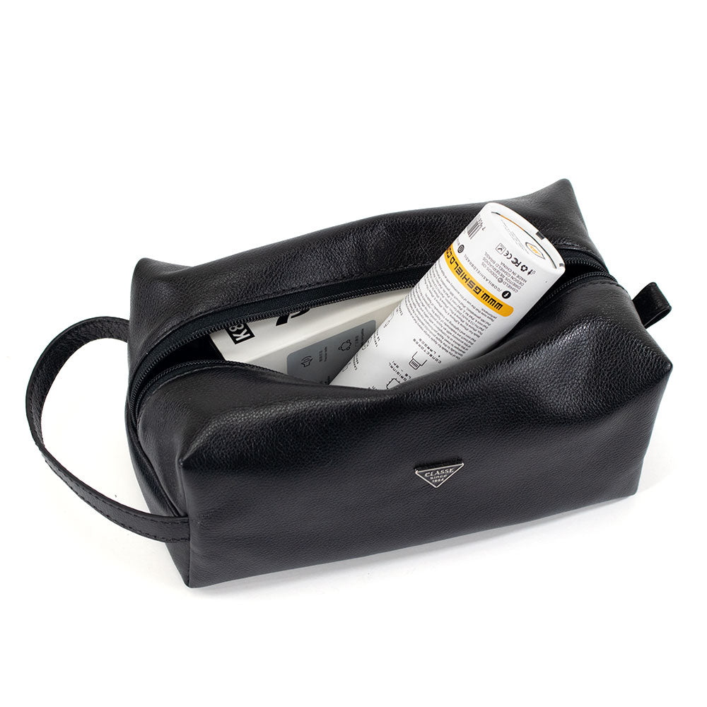 Necessaire Masculina de Couro Prisma - Preto Soft