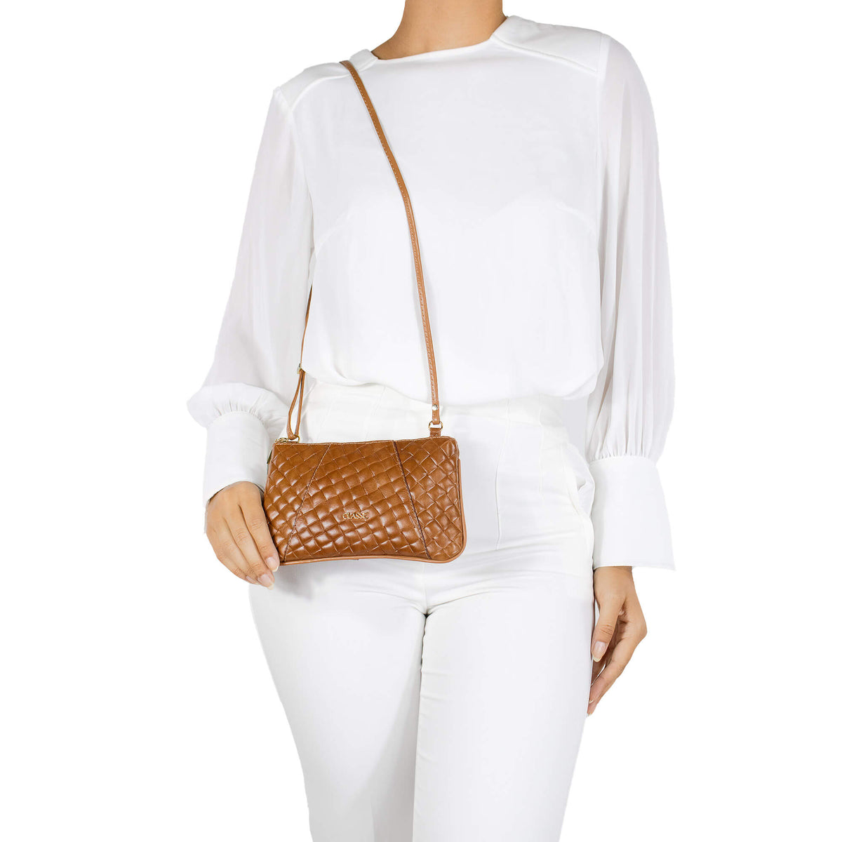 Bolsa Crossbody de Couro Tramado - Milli