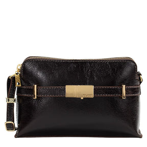Bolsa de Couro Crossbody Jade - Preto
