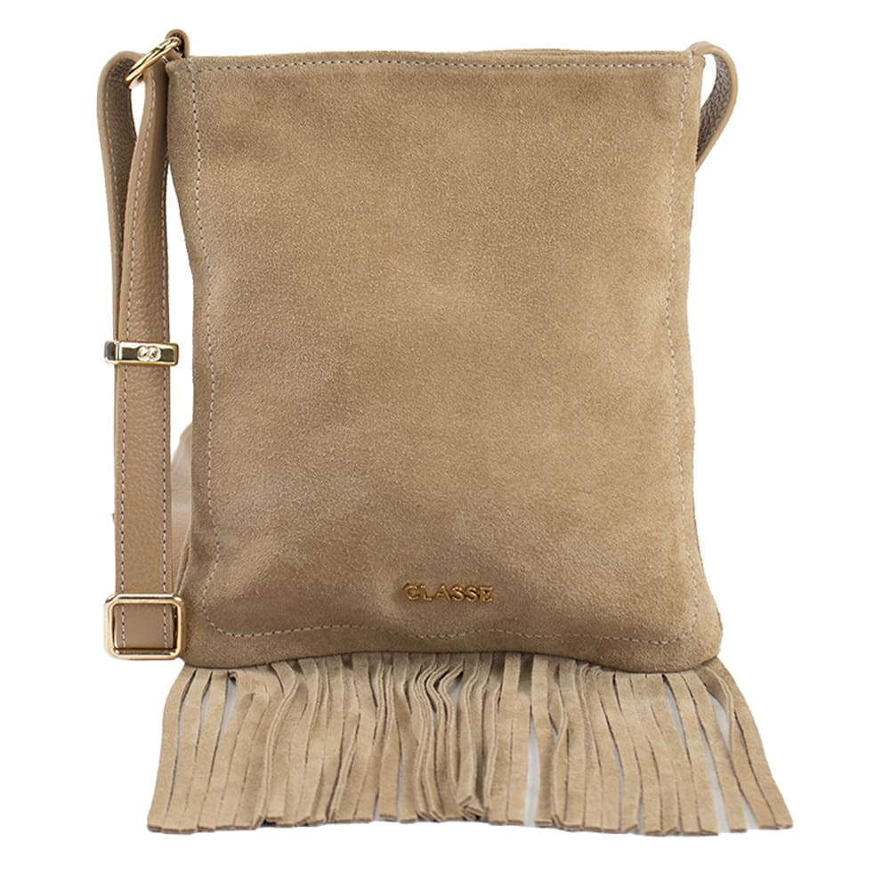 Bolsa de Couro Crossbody Lolla - Avelã Camurça