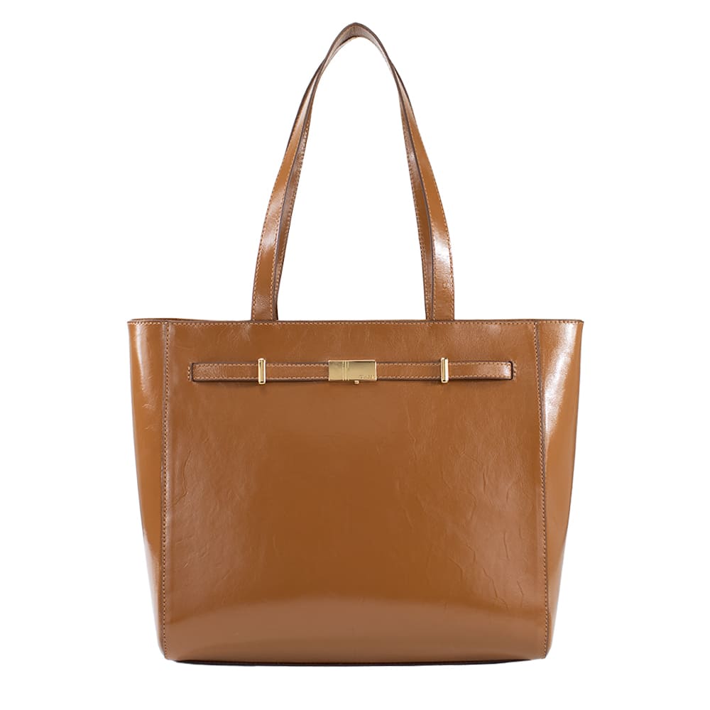 Bolsa de Couro Shopping Bag Jade - Andaluz Nocciola