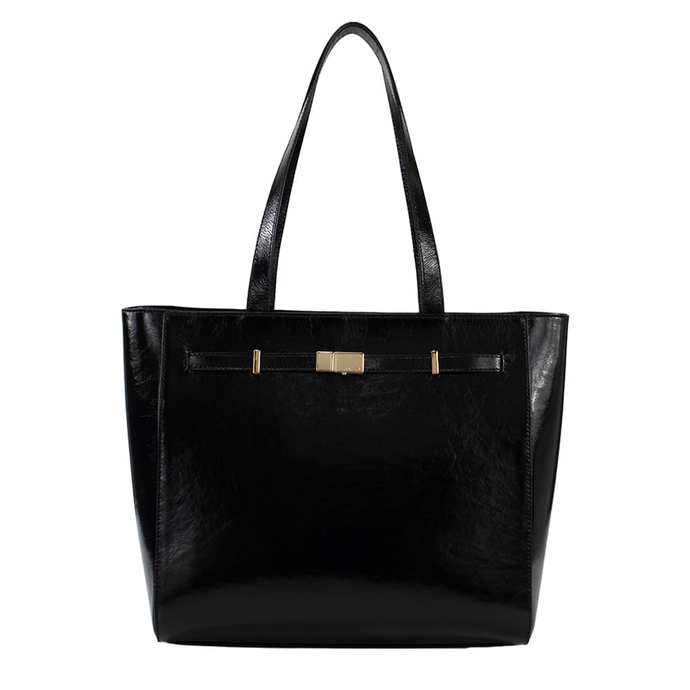 Bolsa de Couro Shopping Bag Jade - Andaluz Preto