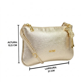 Bolsa Crossbody de Couro - Ouro
