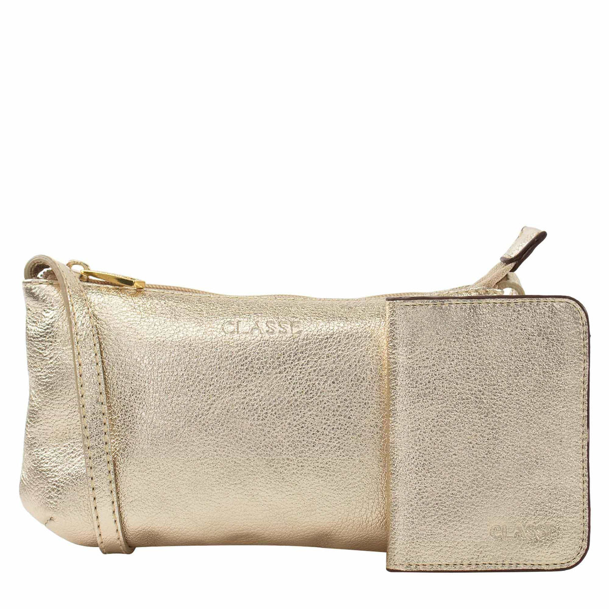 Kit Feminino Carteira e Bolsa de Couro - Ouro