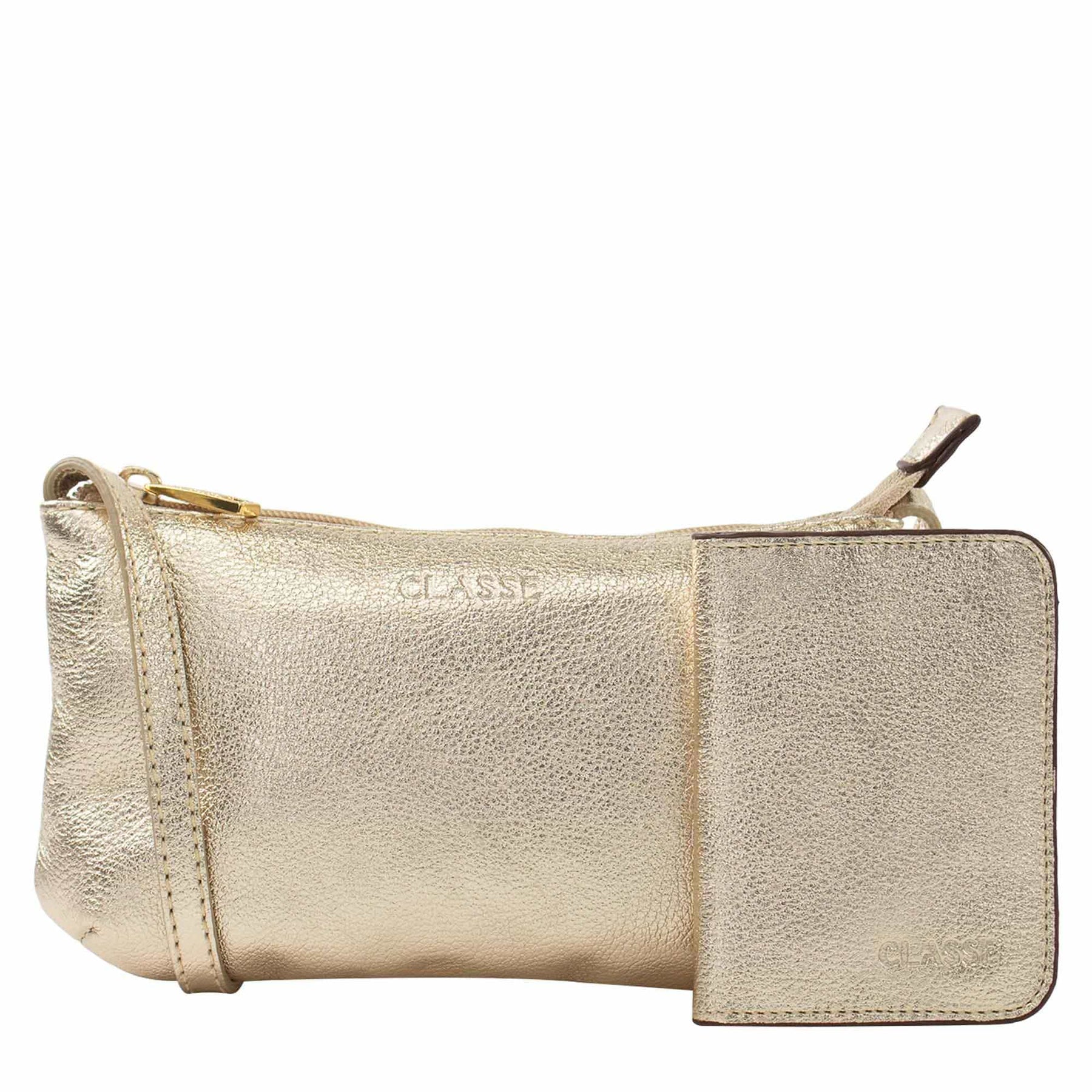 Kit Feminino Carteira e Bolsa de Couro - Ouro