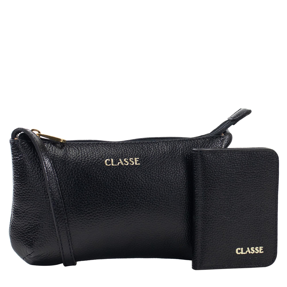 Kit Feminino Carteira e Bolsa de Couro - Preto