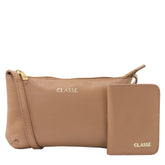 Kit Feminino Carteira e Bolsa de Couro - Tan