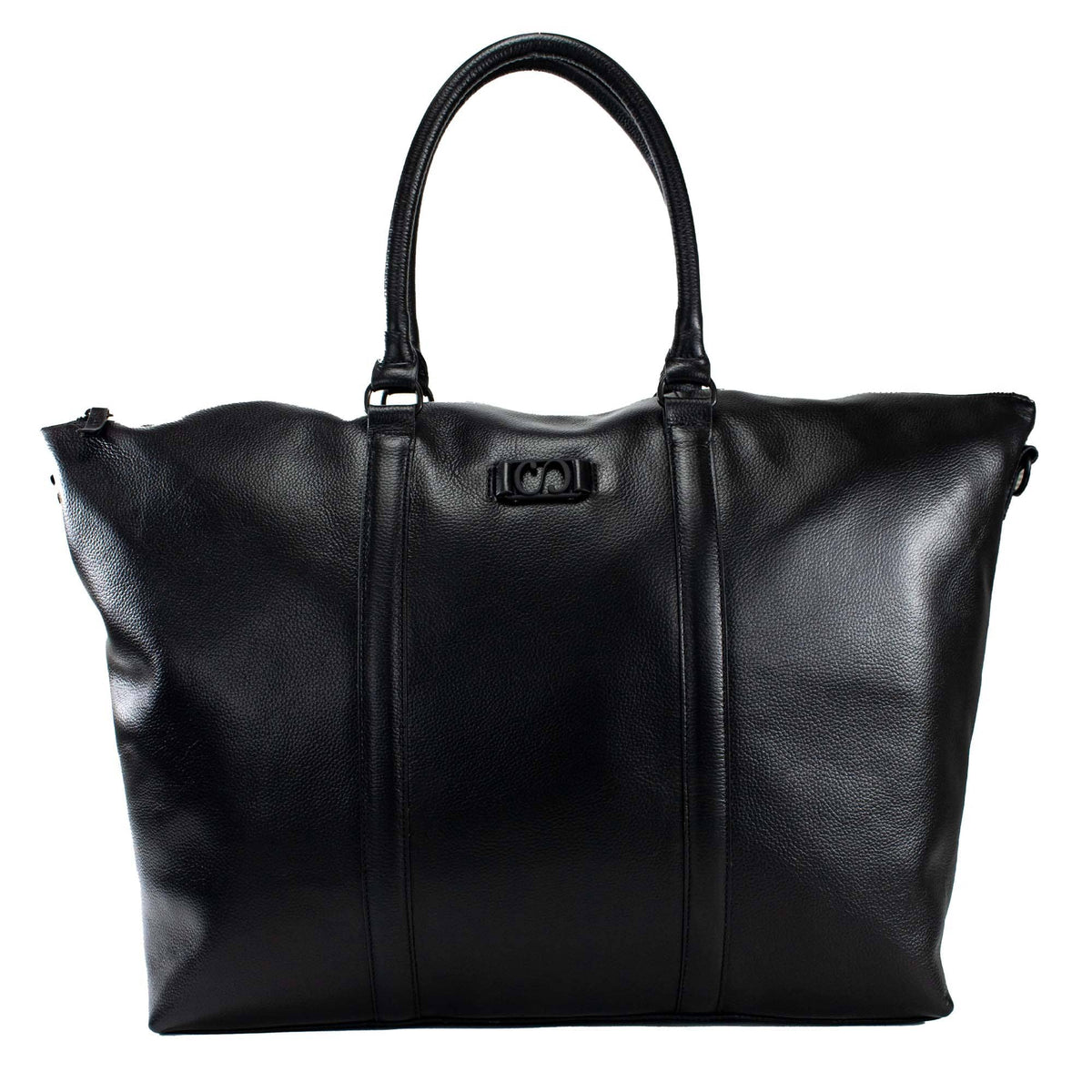 Mala Masculina de Couro Grande com Alça - Preto