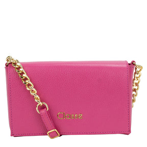 Bolsa de Couro Tiracolo Mia - Magenta
