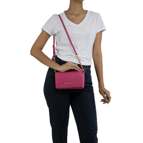 Bolsa de Couro Tiracolo Mia - Magenta
