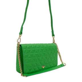 Bolsa Tiracolo Brenda Couro Matelassê - Verde Tropical