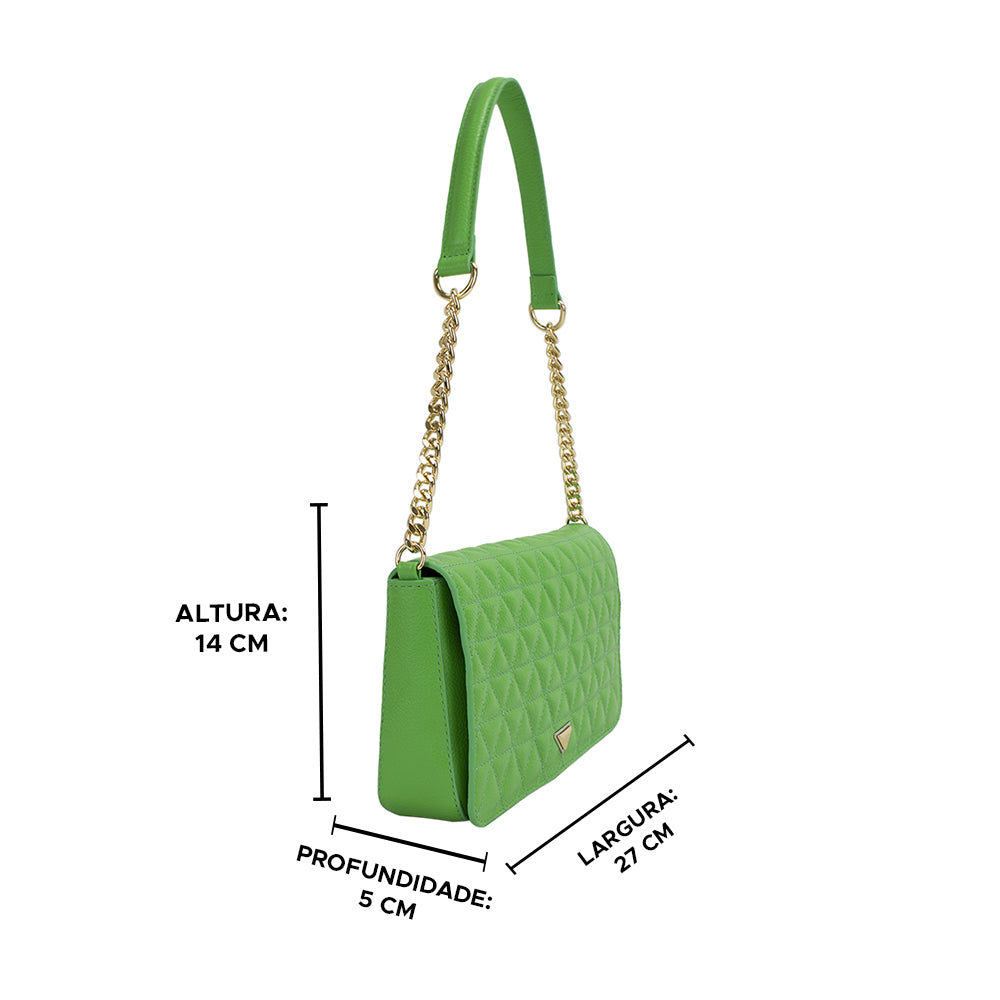 Bolsa Tiracolo Brenda Couro Matelassê - Verde Tropical
