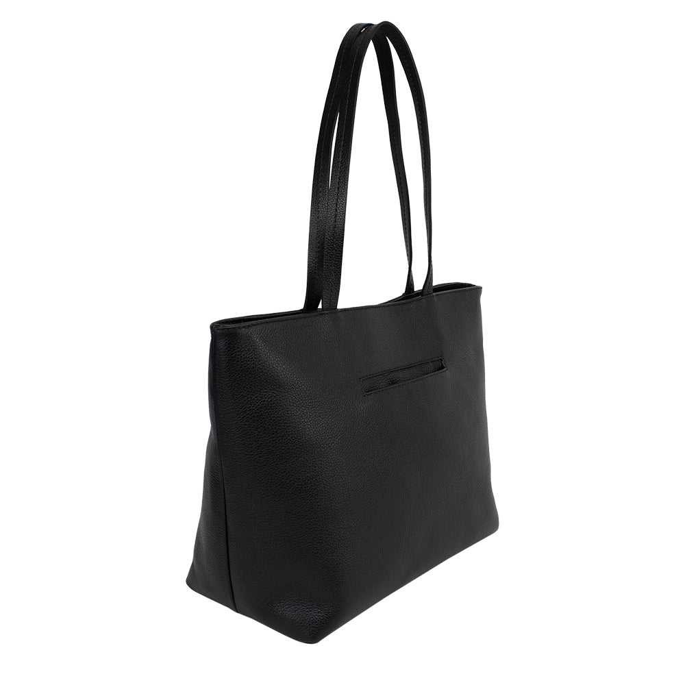 Bolsa Shopping Bag  Couro Bárbara - Preto