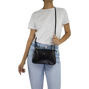 Bolsa de Couro Crossbody Maria - Preto