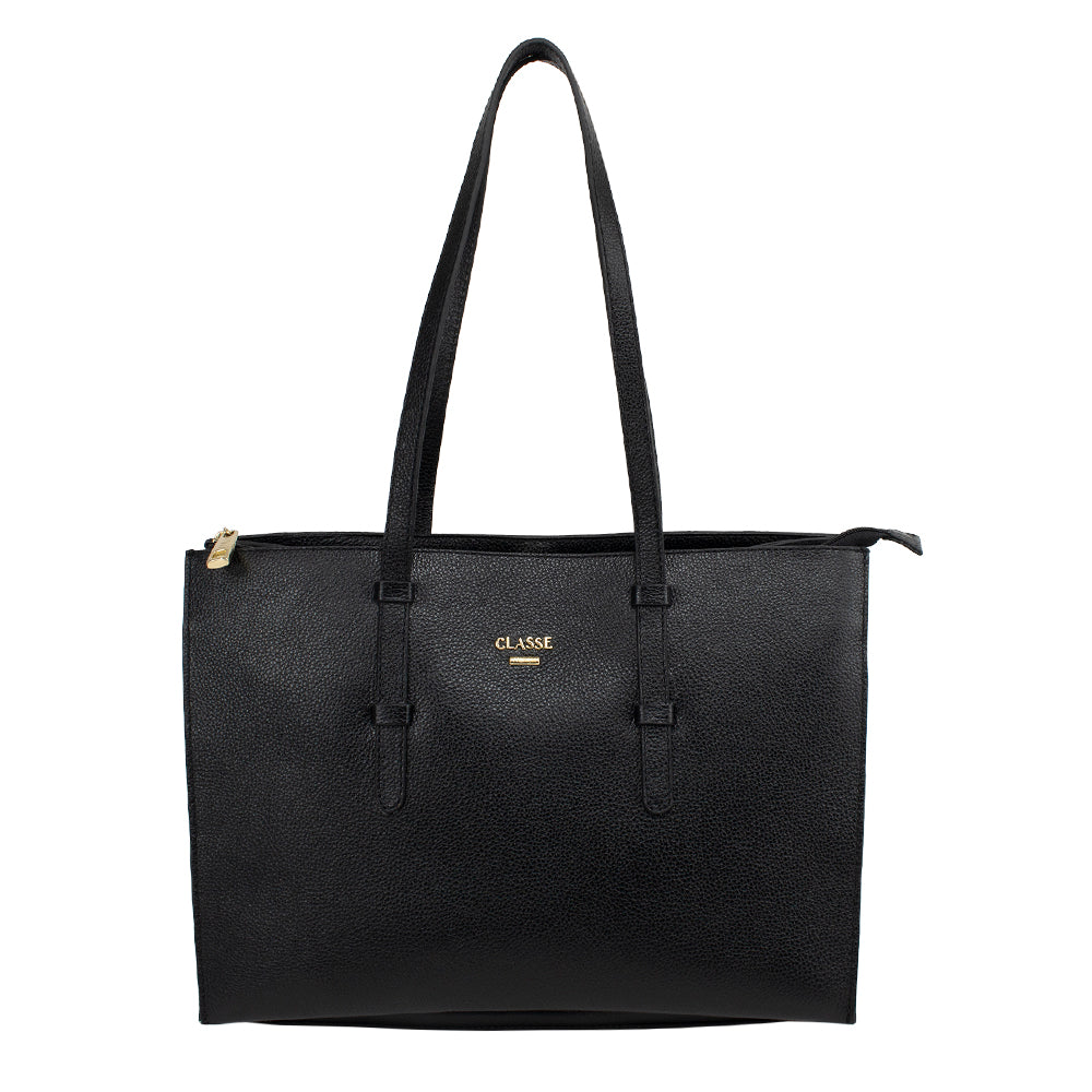 Bolsa Shopping Bag de Couro Aline - Preto